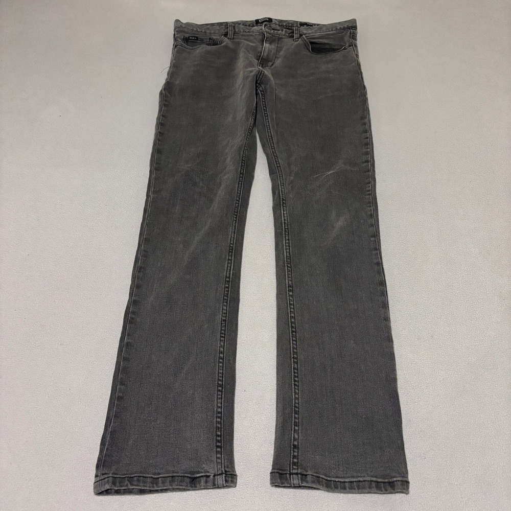RVCA Daggers Mens Slim Fit Jeans Size 33 Faded Black Denim Pants Grunge